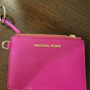 Michael Kors Fuchsia Leather Keychain Wallet
